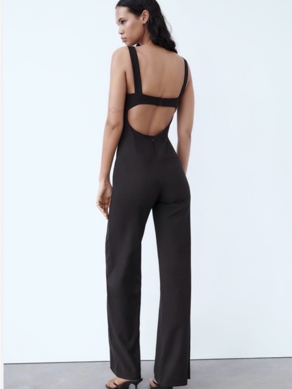 Zara Black Cutout Wide-Leg Jumpsuit - Picture 2 of 7